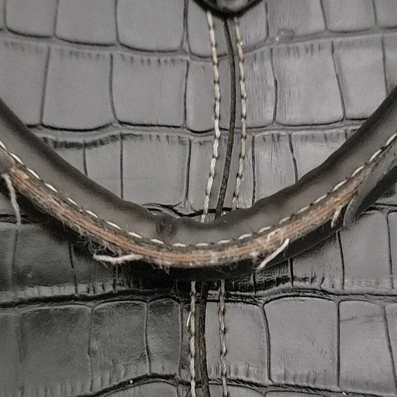 Faux Prada Black Leather Snakeskin Tote Bag Handbag - Picture 4 of 6